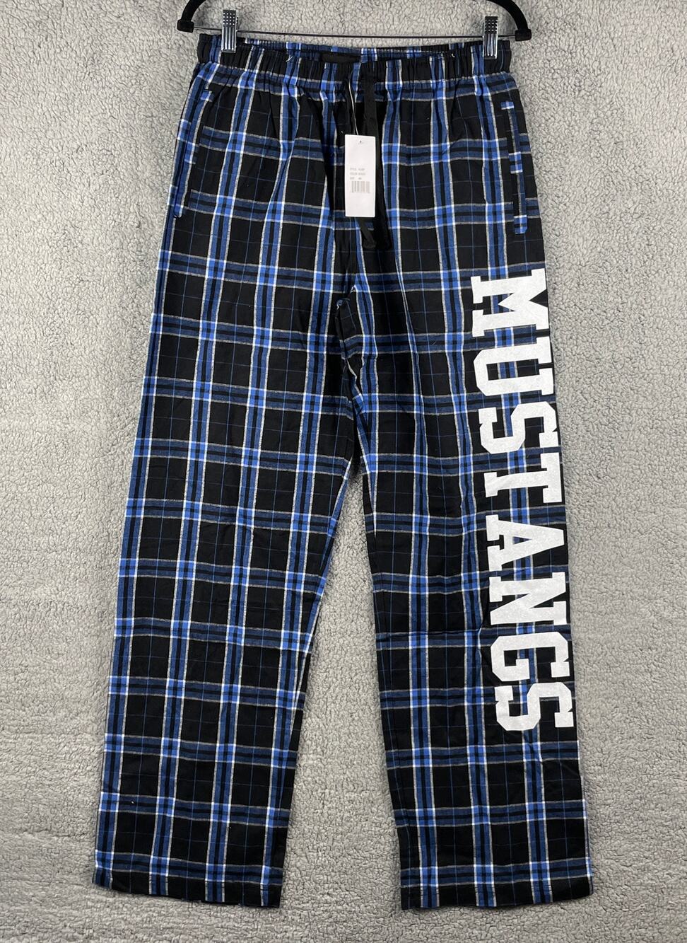 Pennant Sportswear Women's Medium Black Blue Plaid Pattern 100% Cotton PJ Pants